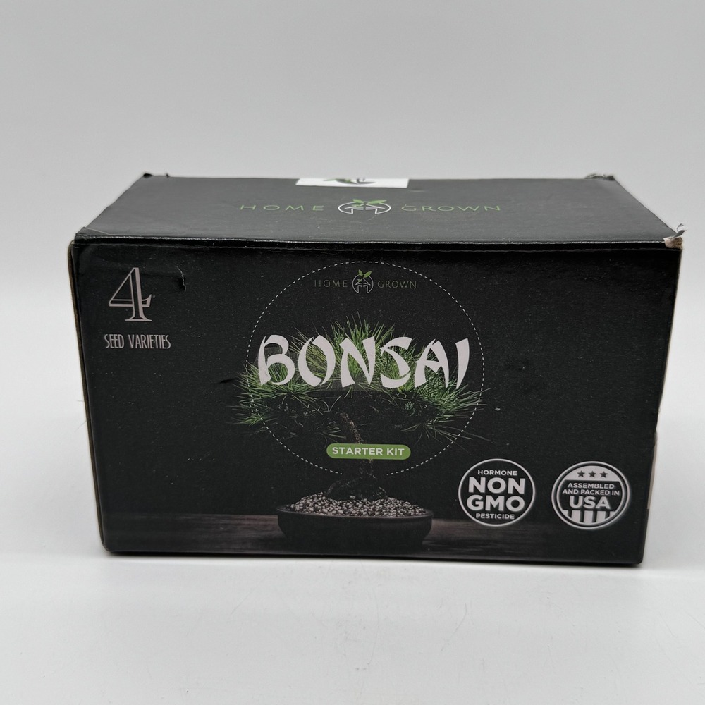 Home Grown Bonsai Starter Kit 4 Seed Varieties Non GMO Indoor Gardening Gift Box